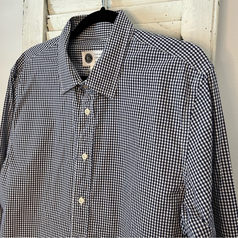 CLUB MONACO Long Sleeve Cotton gingham Button Down Shirt preppy 90’s academia